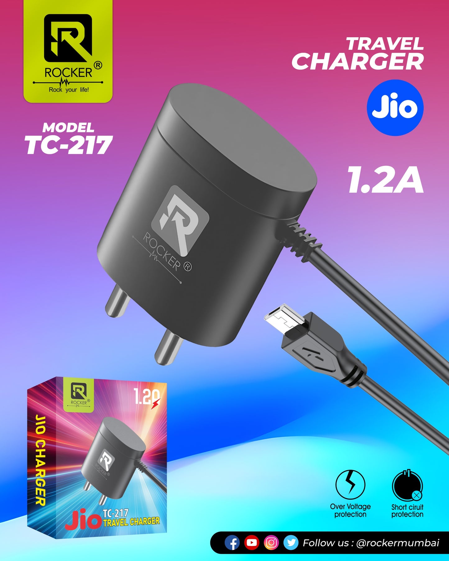 Rocker TC-217 , Travel Charger, 1.2A