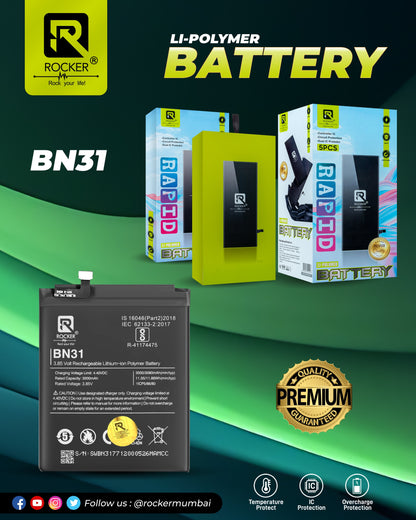 Rocker BN31 Battery, Li-Polymer Battery, Overcharge protection