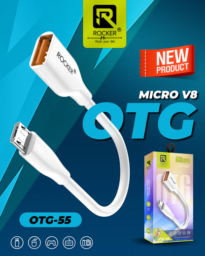 Rocker OTG- 55 , Micro V8 OTG Cable , Type -C , On the -GO Cable