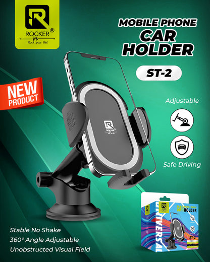 Rocker ST-2,  Car Mobile Phone Holder , 360 degree Angle Adjustment