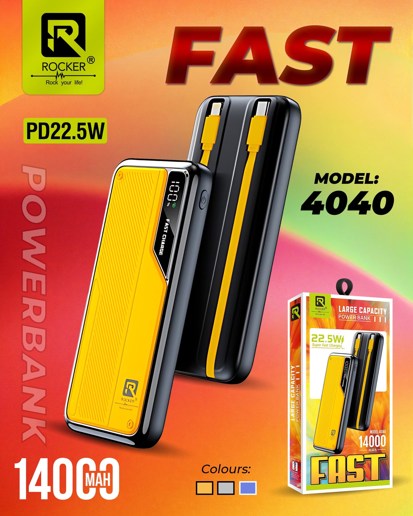 Rocker4040 FAST , Power Bank , 14000mAh