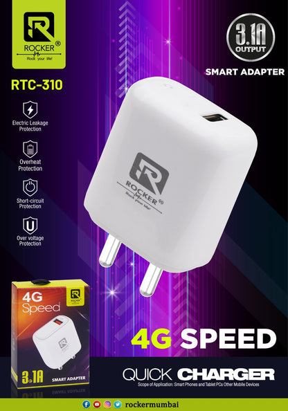 Rocker RTC-310, 3.1A Output,Smart Adapter, Quick Charger