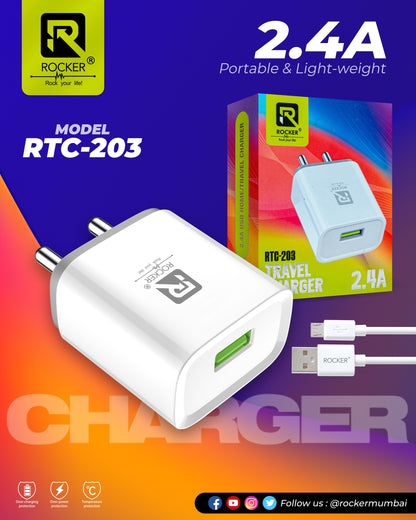 Rocker RTC-203 Adapter ,2.4A portable & light weight