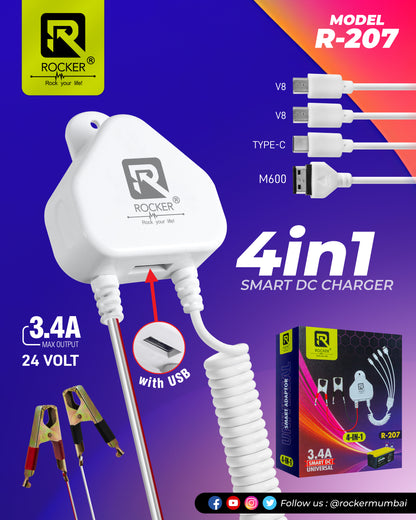 Rocker R-207 , 4 in 1 Smart DC charger,  3.4A Max Output