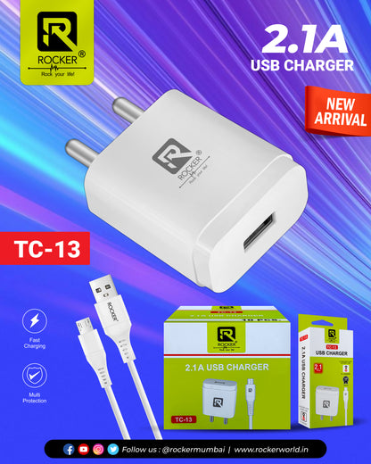 Rocker TC-13, Fast charger for Mobile Phone, 2.1A USB Charger